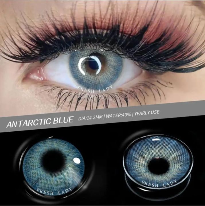 Dark Blue Color Eye Contact Lenses Soft + Free Kit Case and Water