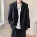 2026 Men Korean Style Casual Blazer Loose Fit Handsome Light Mature Streetwear All Match Black Spring Autumn Suit Jacket Coat. 