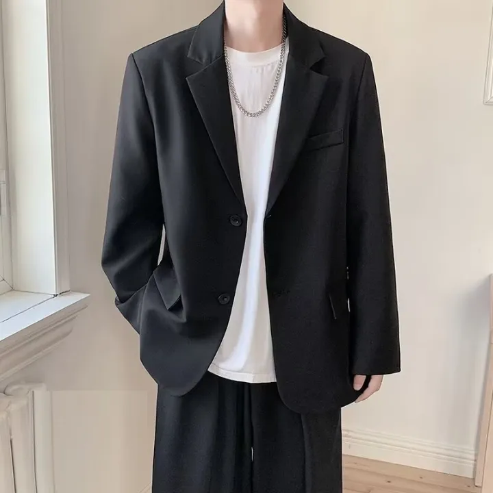 2026%20Men%20Korean%20Style%20Casual%20Blazer%20Loose%20Fit%20Handsome%20Light%20Mature%20Streetwear%20All%20Match%20Black%20Spring%20Autumn%20Suit%20Jacket%20Coat%20-%20Image%202