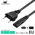 DATA FROG AC Power Cable 1m/1.5m/3m - EU 2-Prong Plug for PS5, PS4, Xbox, PC, Laptop, TV, Monitor. 