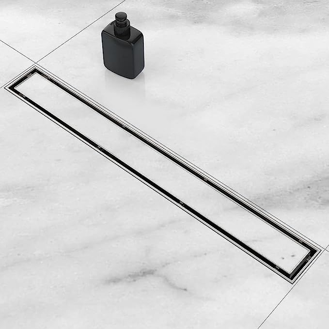 ZEKOO 12-Inch Linear Shower Drains for Tile,2 in 1 Shower Drain Brushed Nickel,304 Stainless Steel Linear Shower Drain with Tile Insert Grate,Rectangle Shower Floor Drain