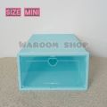 Small size! Shoe box size mini shoe box small round lid color open front. 