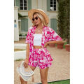 2024 Summer Casual Shirt Two Piece Set For Women Shorts 2 Piece Sets Outfit Print  Short Sleeve Short Sets Outfits Home Sets. 