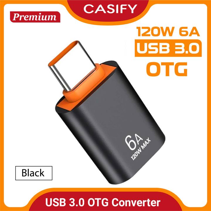 CASIFY OTG10 6A 120W Type C Otg USB 3.1 Otg Super Fast Data Transfer Charging Type C OTG Mini Metal Black