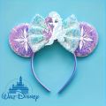 1pc Frozen Elsa Mouse Ear Headband Sparkling Purple Bow Hair Hoops for Party Valentine Day Holiday Hair Accessories.