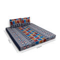 King Size Premium Bed Sheet 88" x 98" with 2 Pillow Covers | Multicolor & Shaped Motif Print on Blue. 