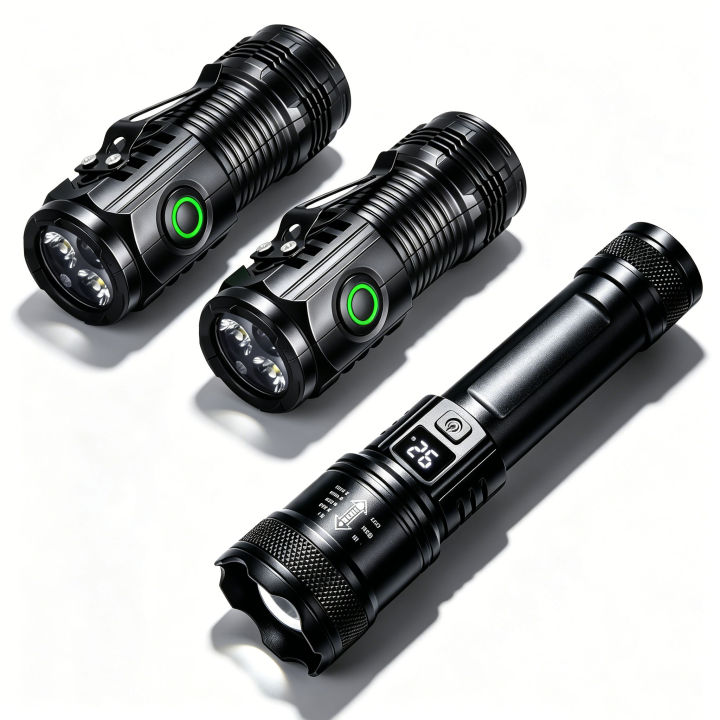 Le Flashlight LED Flashlight Set Small EDC Keychain Light + Big Zoomable Flashlight ...