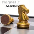 Magnetic Chess Set, Perfect for Training, Luxury Gold & Silver Set, Folding Board, Portable Travel Chess Board Game Sets. 