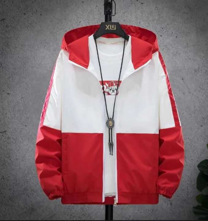 Deefuel%20Men's%20Multi-Colour%20Black%20&%20White%20Lightweight%20%20Windproof%20Casual%20Hooded%20Single%20layer%20Jacket%20-%20Image%204