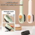 1pc Multi-function automatic spot shoe brush soft hair hand pressure hanging hole suitable for clothing carpet plastic handles. 