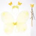 Girls Butterfly Wing Kit Children Pink Purple Princess Costume Accessories Kids Wing with Powder Headband Wand Set Party Supply. 
