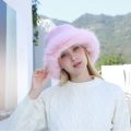 Warm Women's Winter Hat Fluffy Fur Bucket Hat For Women Plush Fisherman Hat Thicken Cold Snowy Day Panama Cap.