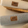 Solid Sherpa Anti-Slip Sofa Cover with PU Label Decor for Living Room Coush Seat Cover, Universal Sofa Slipcover Furniture Towel. 