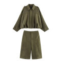 Women High waisted Casual Shorts And Fashion Loose Long Sleeve Jackets Coats Female Two Piece Sets Women Outfit.