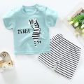 Kid Boy Summer Short Sleeves Tees+Stripe Shorts 2-piece Clothes Set Cartoon Zebra Print Soft Cotton Sports Casual Suit 1-6 Years. 
