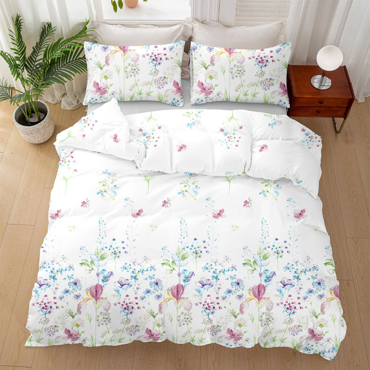 3pcs Flower Pattern Duvet Cover Set, Soft Skin-Friendly Bedding Set Includes 1 Duvet Cover And 2 Pillowcases