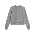 2024 Vintage Long Sleeve Cardigan Women Sweater O-neck Elegant Knitted Top Fashion Autumn Grey Knitwear. 