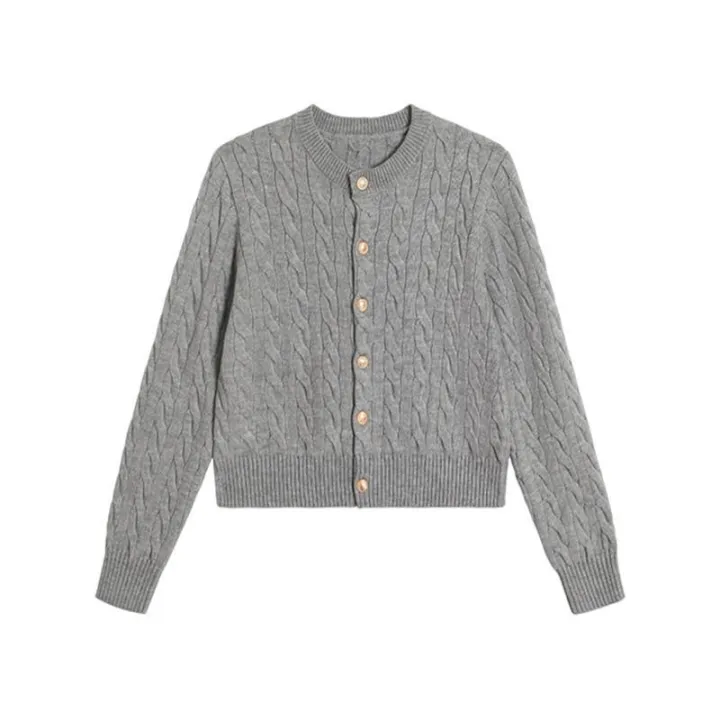 2024%20Vintage%20Long%20Sleeve%20Cardigan%20Women%20Sweater%20O-neck%20Elegant%20Knitted%20Top%20Fashion%20Autumn%20Grey%20Knitwear%20-%20Image%206