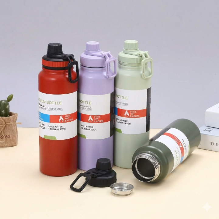 Stainless Steel Double Wall Vacuum Flask Water Bottle – 800ml – Hot ...