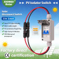 DC PV Disconnect Switch Box with DC 600V 63A MCB IP65 HT 2Ways Waterproof Box 1 in 1 out Solar photovoltaic PV Combiner Box. 