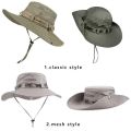 Summer Men Bucket Hat Outdoor UV Protection Wide Brim Panama Safari Hunting Hiking Hat Mesh Fisherman Hat Beach Sunscreen Cap. 