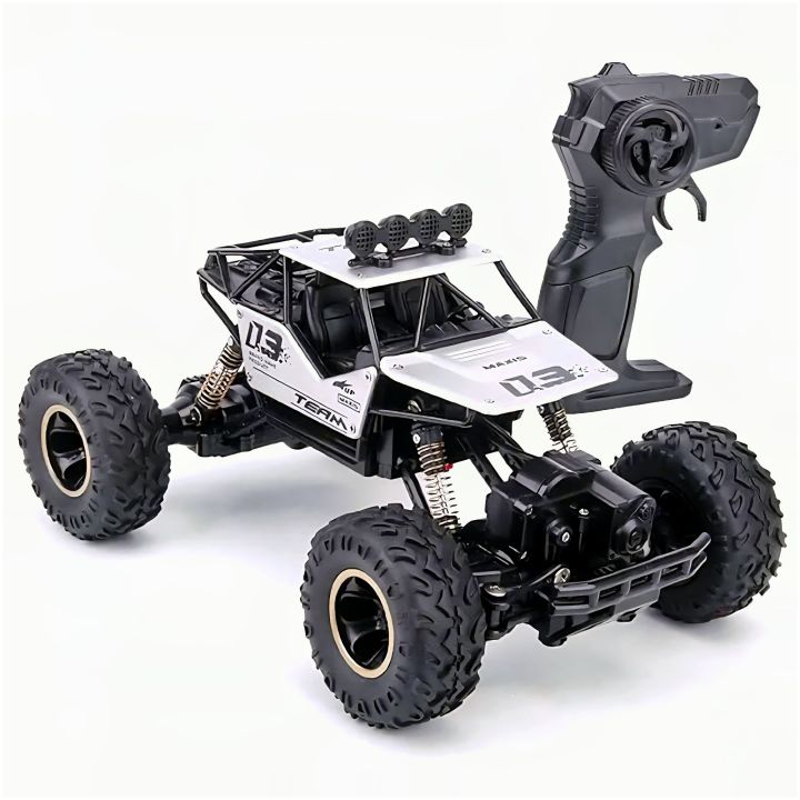 Off-Road Rock Crawler RC Monster Truck 1:16 Scale – 2.4GHz Remote Control Alloy Body Climbing Car with Rechargeable Battery, Shockproof Suspension, High-Speed 20km/h, Indoor Outdoor Crawler Toy Vehicle for Boys Girls Kids Adults