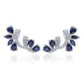 Shining Blue Zircon Flower Earrings for Women's Temperament, Banquet Jewelry, Anniversary . 