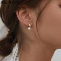 ANENJERY Imitation Pearl Hoop Earrings for Women Round Wedding Party Ear Jewelry Wholesale. 