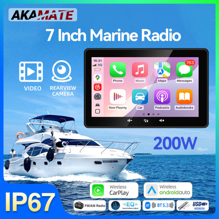 7inch Marine Radio Wireless CarPlay Android Auto FM AM Radio Receiver Waterproof for RV ATV UTV SPA RZR Stereo Multimedia Player