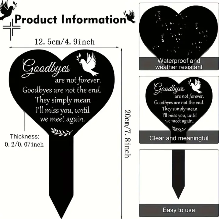 1pc%20Heart-shaped%20Commemorative%20Plaque%20Pile%20Cemetery%20Mark%20Black%20Garden%20Pile%20Sympathy%20Cemetery%20Pile%20Courtyard%20Cemetery%20Decoration%20-%20Image%202