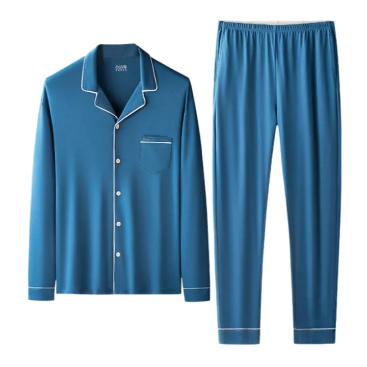 Men's%20Loose%20Fit%20Pajamas%20Set%20Soft%20Lyocell%20&%20Cotton%20Blend%20Breathable%20Sleepwear%20Cozy%20Home%20Loungewear%20Comfortable%20Pajamas%20-%20Image%204