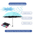 Umbrella, rain and shine dual use, manual blooming in water, black glue sunshade umbrella, compact and portable, three fold sun umbrella for elementary school students. 