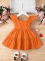 Casual Short Sleeve Flutter Dress for Girls. 