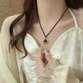 Acacia Bean Safe Buckle Necklace Women's Light Luxury High-end Gankun Ring Pendant Girlfriend New Chinese Style Woven Rope Neck Chain Trendy.