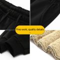 Men Autumn and Winter Sweat Pants Plush Thickening Casual Trouser Warm Pant Plus Size Men's Mid Waist Fashion Sweatpant Black.