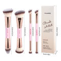 MAANGE 4pcs Dual-ended Basic Makeup Brushes Set with Foundation Powder Blush Details for Eyeshadow Brushes Beginner Travel Tools. 