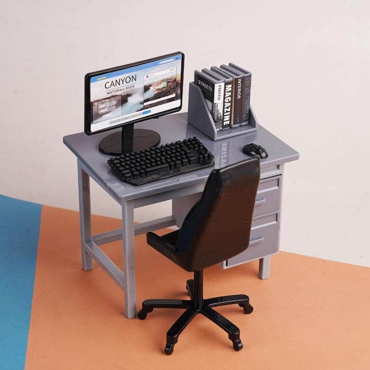 1%20Set%201/12%20Dollhouse%20Miniature%20Computer%20Keyboard%20Chair%20Desk%20Kit%20Home%20Study%20Room%20Furniture%20Decor%20Micro%20Scene%20Props%20-%20Image%205