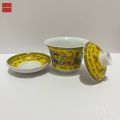 Teacup cup tea water glass mid-autumn tea with lotus leaf red ceramic auspicious dragon pattern. 