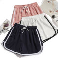 Women yoga Shorts Summer outer wear mid-waist casual loose straight pants lady stylish thin breathable wide leg gym short pants.