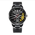 Car Watches For Men,Waterproof Stainless Steel Quartz Wrist Watch Sports Men’s Watches With Car Wheel Rim Hub Design. 