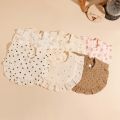 3pcs Hot Sell Children's Feeding Bib Set Cotton Muslim Baby Comfortable Drool Towel Ruffle Snap Button Infant Burp Cloth .