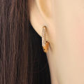 Lokaer Fashion 316L Stainless Steel Rhinestone Hoop Earrings 18K PVD Gold Plated Handmade Daily Jewelry for Women Girls E24216. 