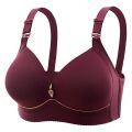 Mom Brassiere Without Steel Ring Breathable Gathered Ladies Underwear Non-magnetic Thin Cup Glossy Obese Female Ladies Bra. 