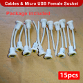 15pcs Panel Mount Micro USB Female Socket To Open End With Cables Connector DIY Better Smart Work. 