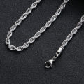 3MM Stainless Steel Twisted Rope Chain Necklaces For Men Women Hip Hop Titanium Steel Choker Fashion Party Jewelry. 