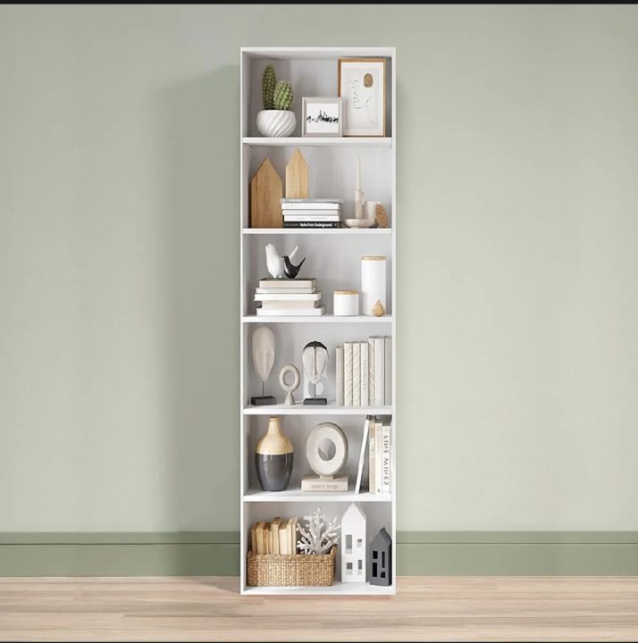 IDEAL FURNITURE 6-Tier Floor Standing Bookshelf -Story High Bookshelf, Shelf Display Storage Rack, Home Decorative Furniture, Suitable for Home Offices, Living Rooms, and Bedroom 72/16