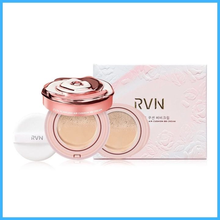 Original Korean RVN BB Cream Foundation (With Extra Refill) Invisible Pores / Oil Control / Fixed Makeup Matte Air Cushion BB Cream Foundation / 100% Waterproof / 3 Items In 1 Box