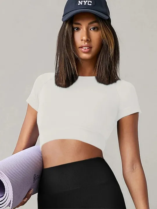 Seamless%20Womens%20Sport%20T%20Shirt%20Short%20Sleeve%20Yoga%20Top%20Fitness%20Gym%20Running%20Active%20Wear%20Workout%20Clothes%20-%20Image%203