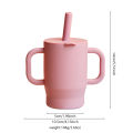 180ml Food-Grade Silicone Baby Learning Drinking Cup with Straw and Double Handles, Baby Training Drinking Cup. 
