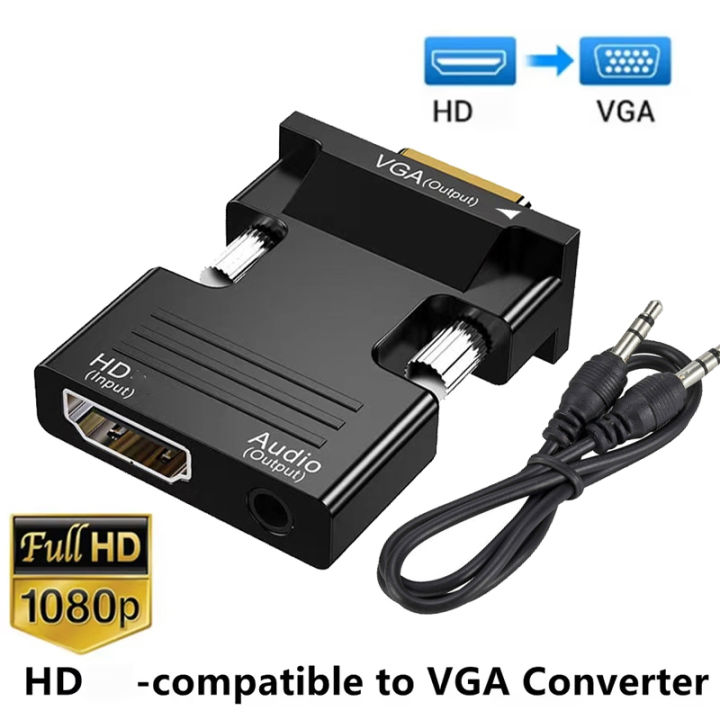 HDMI-compatible Female To VGA Male Converter 1080P HDMI To VGA Adapter With 3.5mm Audio Cable For PS4 Monitor Projector Laptops